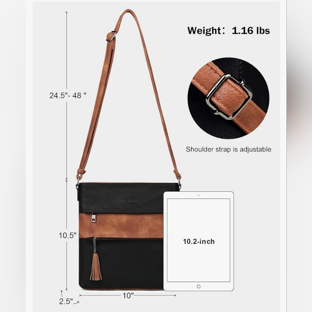 Masintor Vegan Leather Crossbody Shoulder Bag - Picture 16 of 16